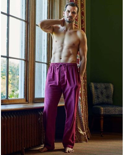 British Boxers 'rioja' Herringbone Brushed Cotton Pyjama Trousers - Multicolour