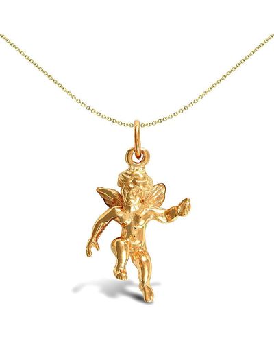 Jewelco London Solid 9ct Gold Cherub Angel Charm Pendant - Jpd270 - Metallic