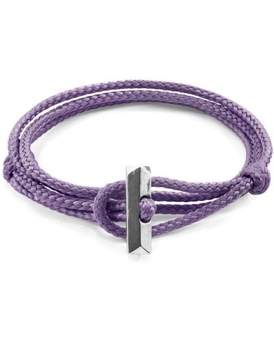 Anchor and Crew Oxford Silver And Rope Bracelet - Purple