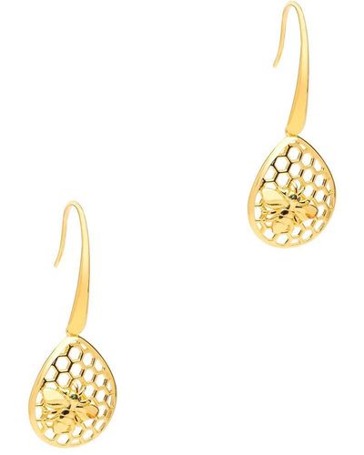 Pure Luxuries Gift Packaged 'candice' 18ct Yellow Gold Plated 925 Silver Bee Drop Earrings - Metallic