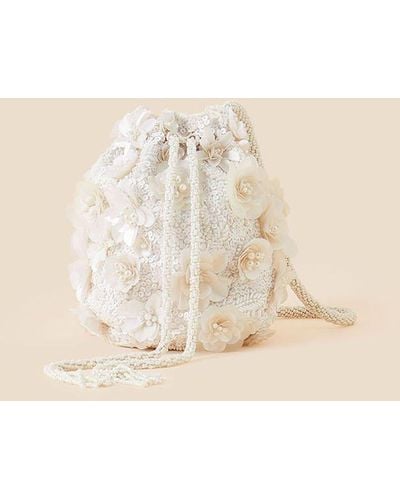 Accessorize Bridal Flower Embellished Bag - Natural