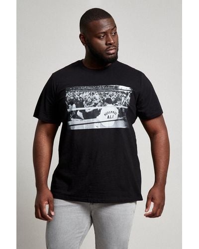 Burton Plus And Tall Short Sleeve Muhammed Ali Photo T-shirt - Black