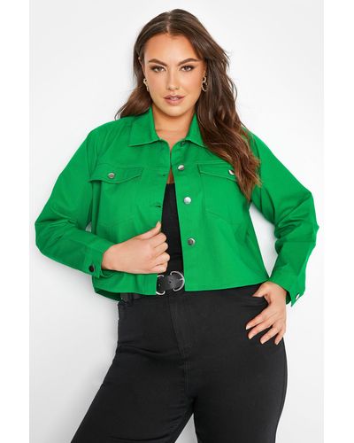 Yours Cropped Shacket - Green