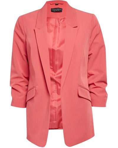 Dorothy Perkins Coral Ruched Sleeve Jacket - Pink