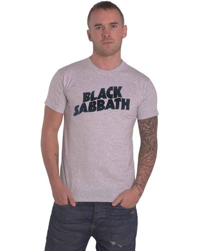 Black Sabbath Classic Wavy Band Logo T Shirt - Grey