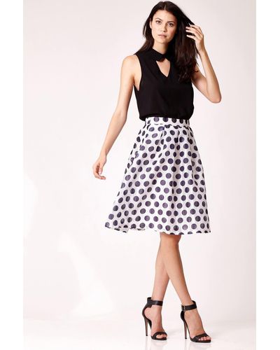 Cutie London Polka Dot Box Pleat Skirt - Black