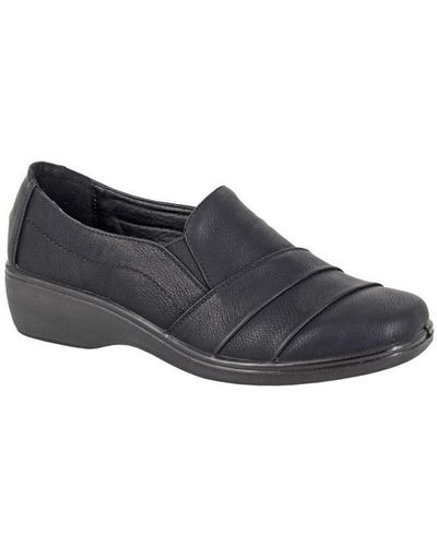 Boulevard Ruched Twin Gusset Loafers - Black