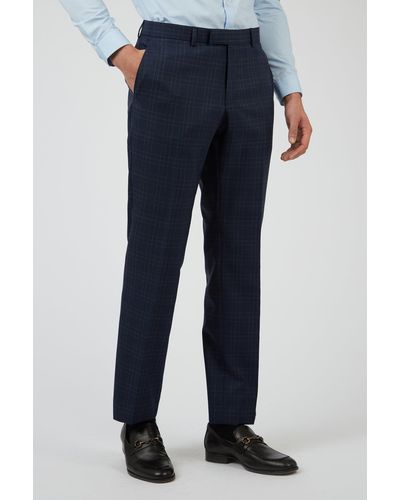 Racing Green Check Suit Trouser - Blue