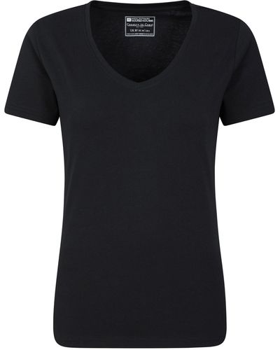 Mountain Warehouse Basic V-neck Cotton Shirt Lightweight Top - Black