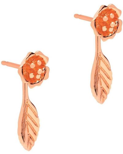 Pure Luxuries London Gift Packaged 'blossom' 18ct Rose Gold Plated Sterling Silver Earrings - Orange
