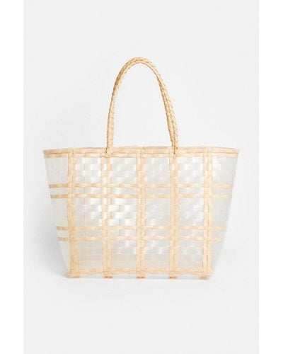 Coast Straw Contrast Shopper Bag - Natural