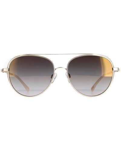 Ted Baker Aviator Rose Gold Light Grey Gradient Tb1575 Runa Sunglasses - Brown