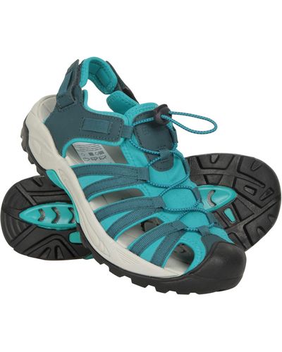 Mountain Warehouse Seaside Drainage Sandals Hook & Loop Fastening Shoes - Blue