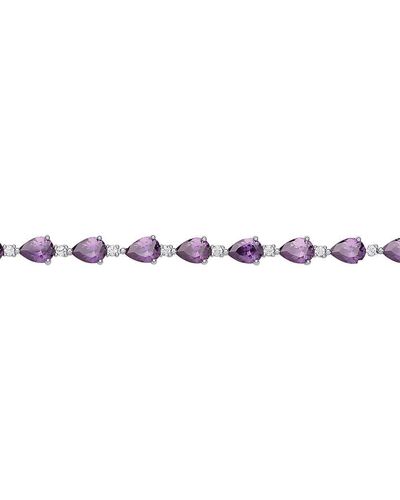 Jewelco London Silver Purple Pear Cz Majestic Rain Drop Tennis Bracelet 5mm - Gvb447