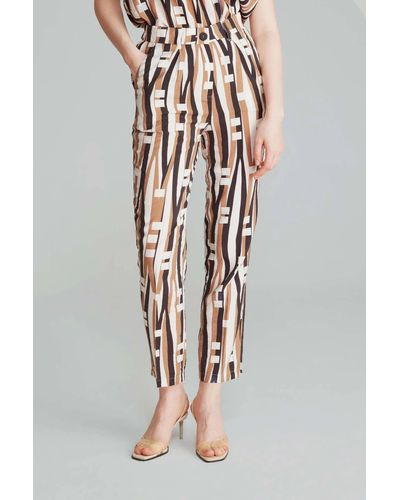 GUSTO Printed Cigarette Trousers - Brown