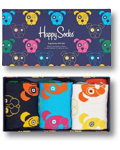 Happy Socks 3-pack Dog Pattern Sock Gift Set - Blue