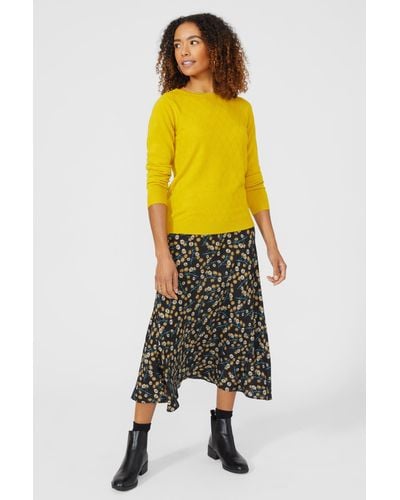 MAINE Bias Cut Floral Print Skirt - Yellow