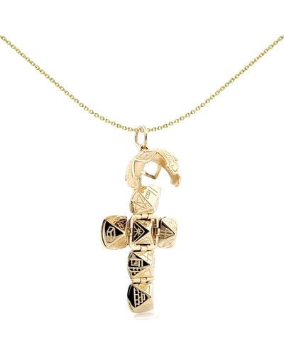 Jewelco London 9ct Gold Medium Globe Cross Masonic 13mm Orb Ball Pendant - Jms011 - Metallic
