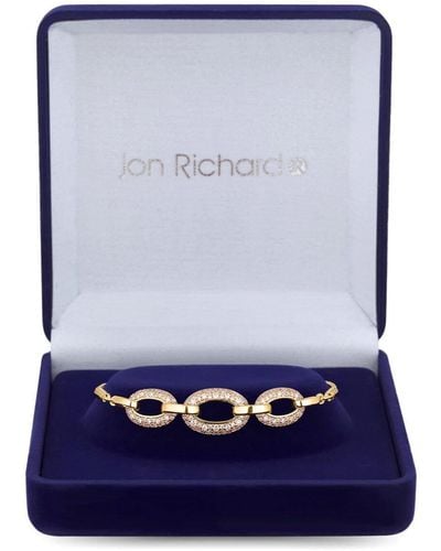 Jon Richard Gold Plate Micro Pave And Polished Toggle Bracelet - Gift Boxed - Blue