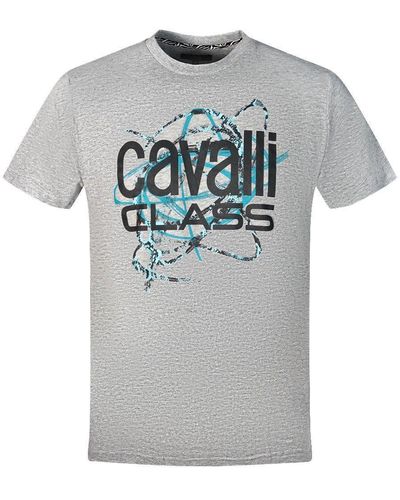 Class Roberto Cavalli Snake Skin Scribble Grey T-shirt