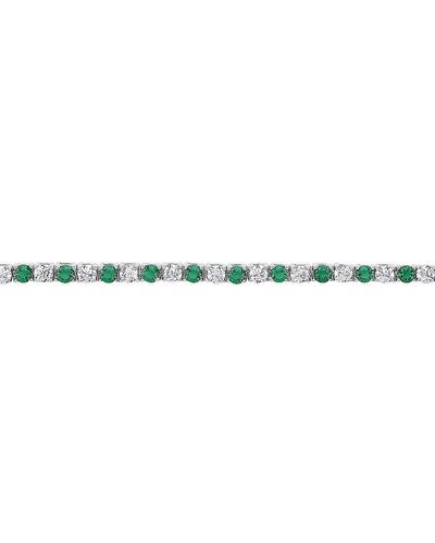 Jewelco London Silver Green Cz Alternating Eternity Tennis Bracelet 4mm 7.25" - Gvb094em