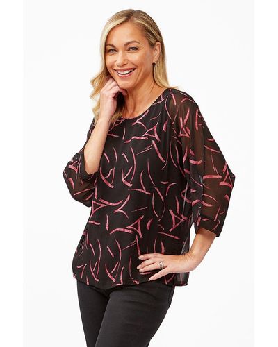 Viz A Viz Orchid And Black Batwing Top