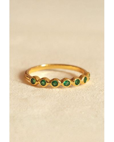MUCHV Gold Ring With Emerald Green Stones - Natural