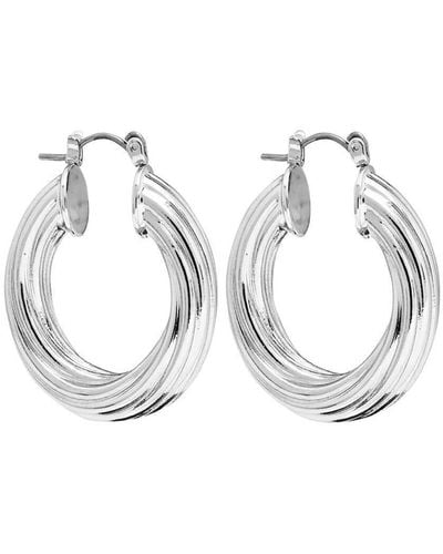 Lipsy Silver Diamond Cut Hoop Earrings - Metallic