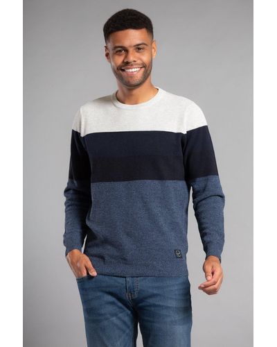 Tokyo Laundry Recycled Cotton Blend Colour Block Crew Neck Jumper - Grey