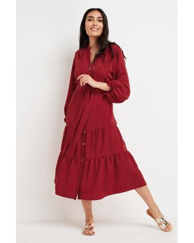 Wallis Petite Red Tiered Midi Dress
