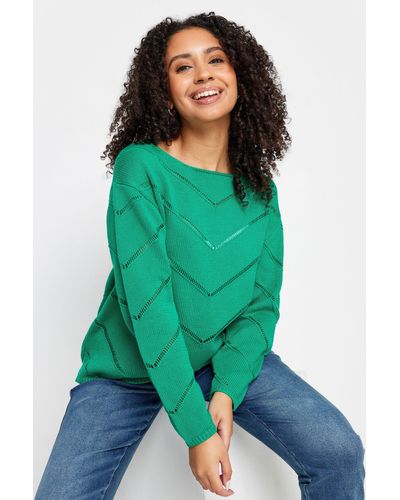 M&CO. Petite V Patterned Knit Jumper - Green