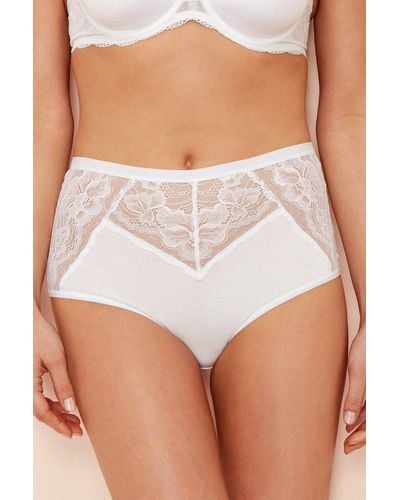 DEBENHAMS Floral Lace Full Brief Knickers - White
