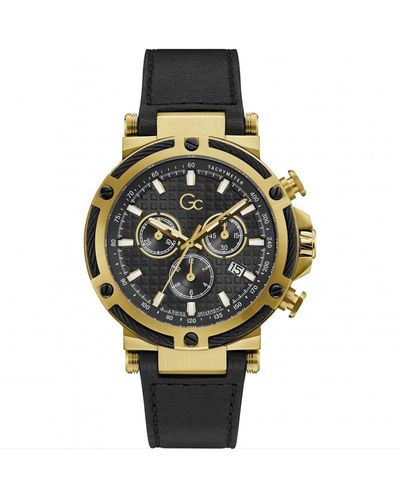 Gc Gold Plated Stainless Steel Luxury Analogue Watch - Y54007g2mf - Black