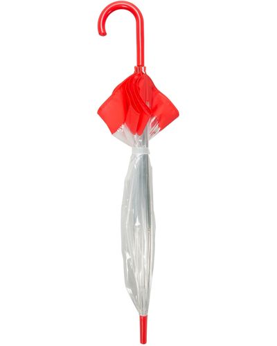 Mountain Warehouse Dome Umbrella Windproof Lightweight See Through Transparent - Red