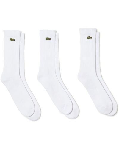 Lacoste 3 Pack Crew Socks - White
