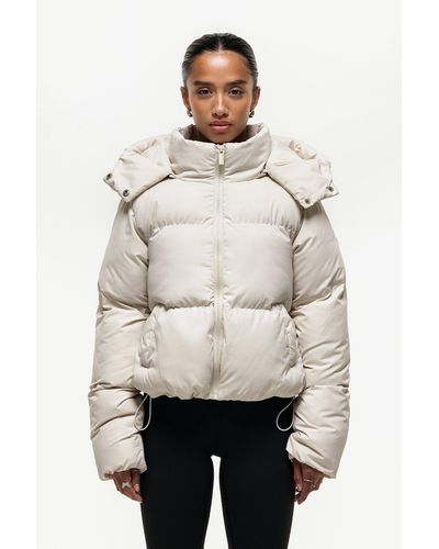 Good For Nothing Cropped Hooded Puffer Jacket With Detachable Hood - Natural