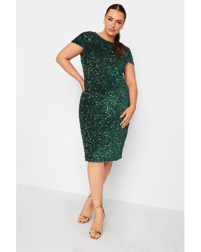 Yours Sequin Shift Dress - Green
