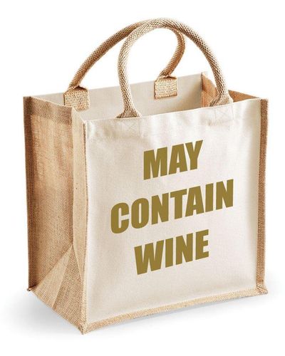 60 SECOND MAKEOVER Medium Natural Gold Jute Bag May Contain Wine