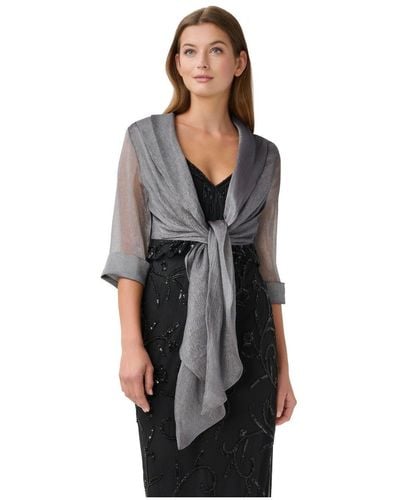 Adrianna Papell Metallic Tie Front Coverup - Black