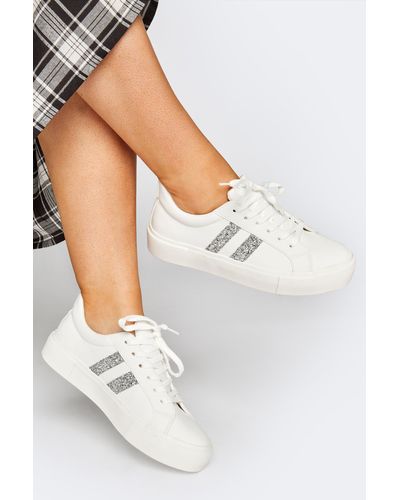 Yours Stripe Flatform Trainers - White