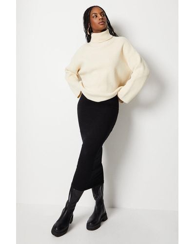 Warehouse Basic Jersey Midi Skirt - Natural