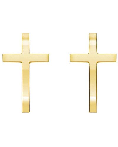 Simply Silver Gold Plated Sterling Silver 925 Polished Cross Earrings - White