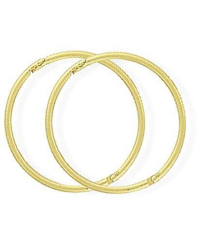 Jewelco London 9ct Gold 1mm Gauge Thick Hinged Sleeper Hoop Earrings 16mm - Senr02955 - Metallic
