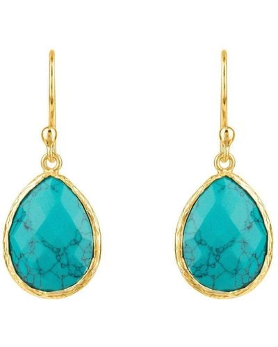 LÁTELITA London Petite Drop Earrings Arizona Turquoise Gold - Blue