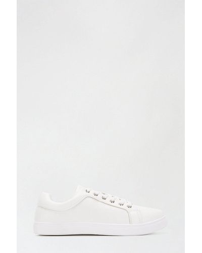 Dorothy Perkins Wide Fit White Ireland Lace Up Trainers