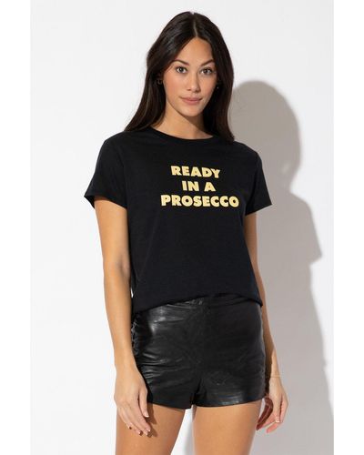 Sub_Urban Riot Ready In A Prosecco Womens Loose Slogan T-shirt - Black