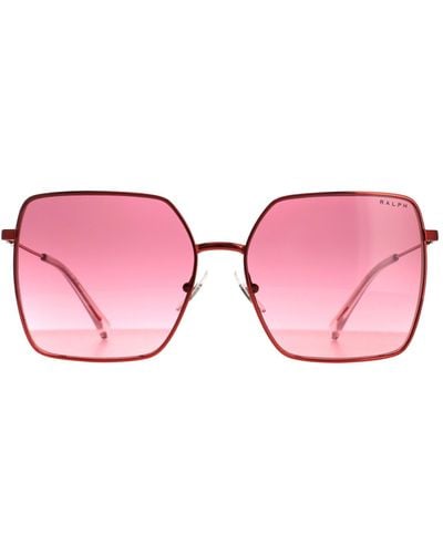 Ralph By Ralph Lauren Square Shiny Electric Red Pink Violet Gradient Ra4132 Sunglasses