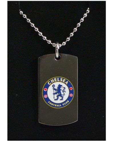 Chelsea Fc Official Colour Football Crest Dog Tag & Chain - Black