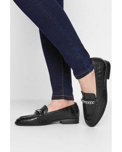 Long Tall Sally Croc Chain Detail Loafers - Blue
