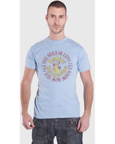 Beatles Yellow Submarine Aynil Circle T Shirt - Blue